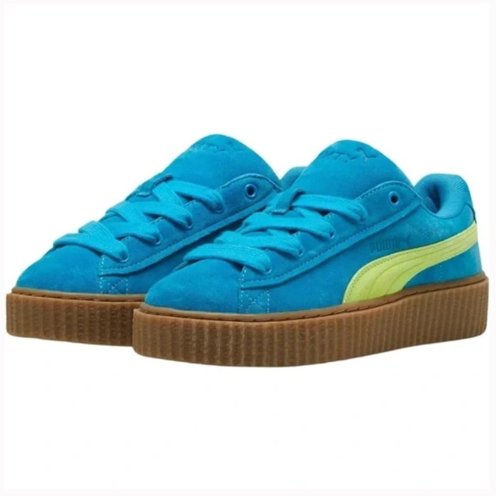 Puma Fenty X Creeper Phatty Speed Blue Lime Gum Suede Sneakers Women Size 8 NWOB
